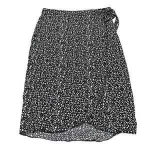 Maurices L Navy Animal Print Wrap Skirt